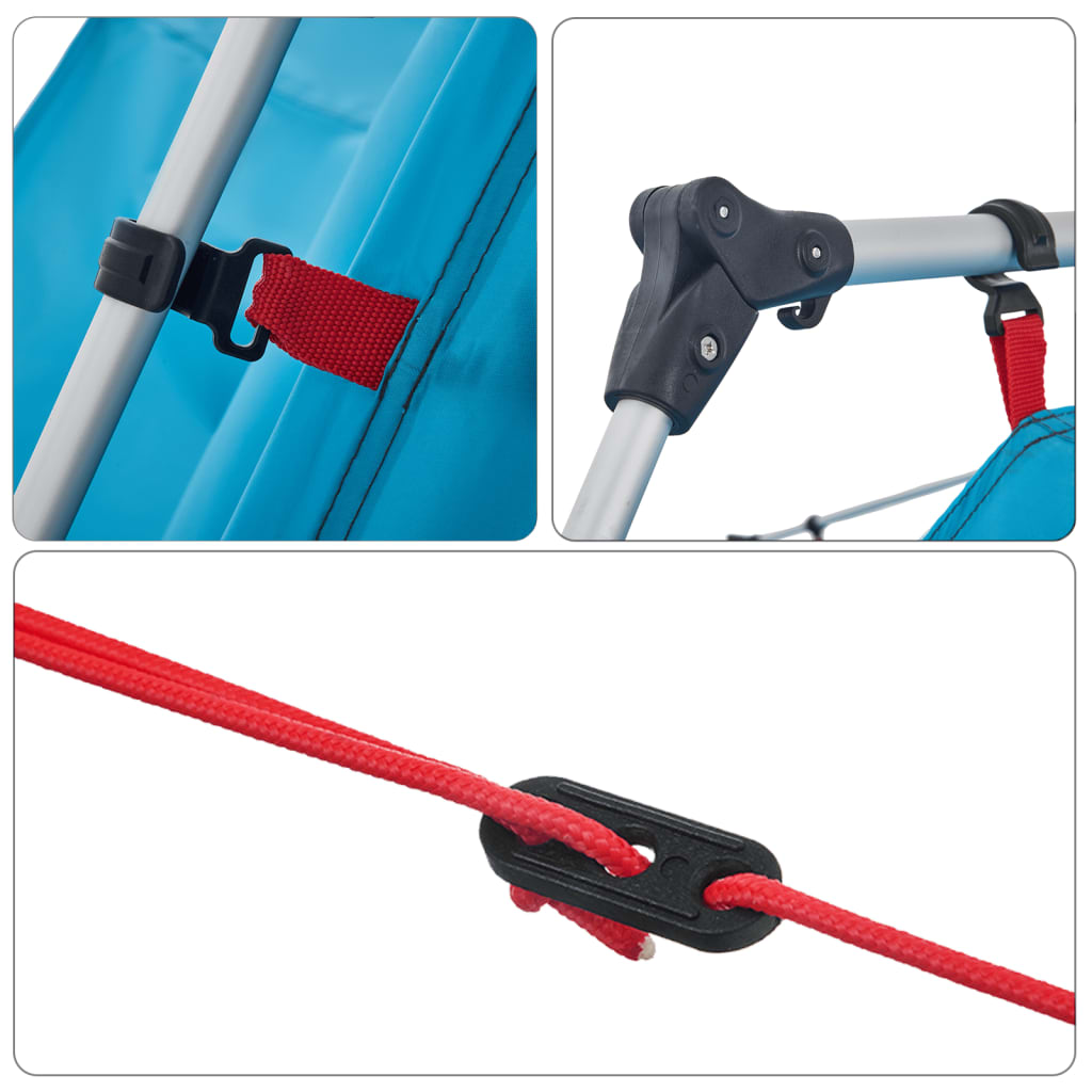 Tenda familiare con tendalino, 9 persone, blu, sgancio rapido