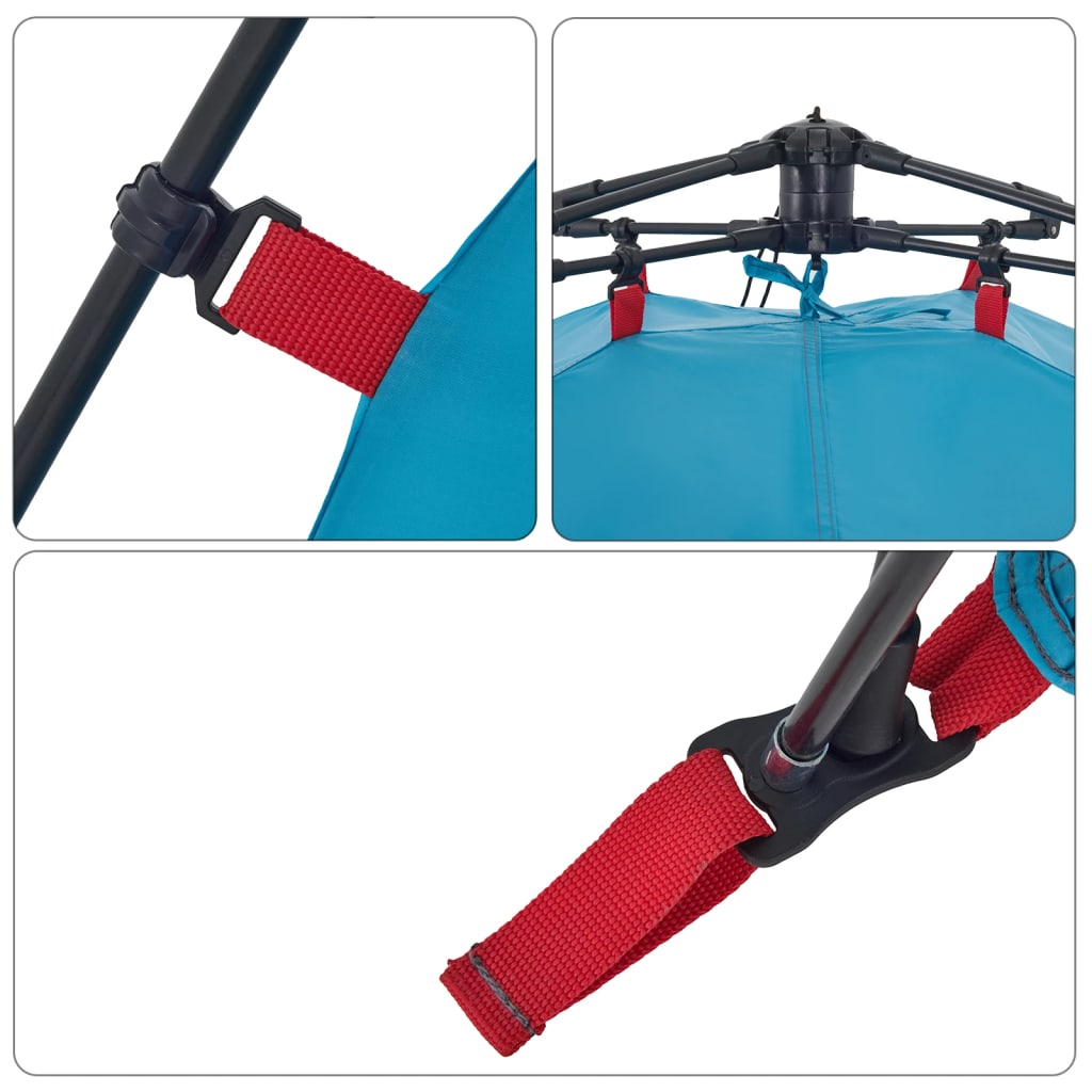 Tenda da campeggio a cupola per 3 persone, blu, sgancio rapido