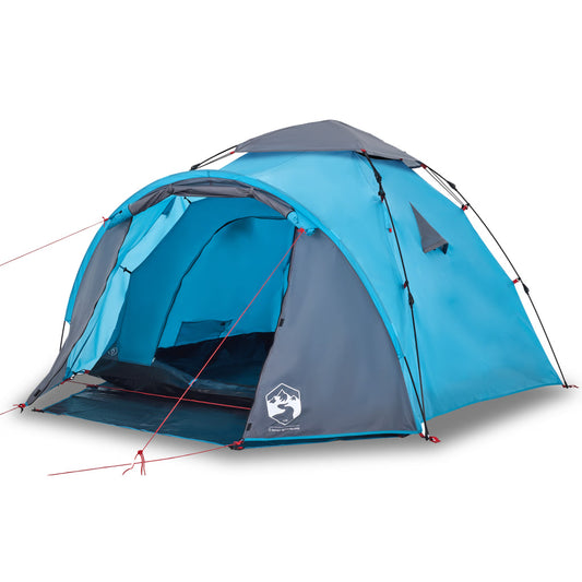 Tenda da campeggio a cupola per 3 persone, blu, sgancio rapido