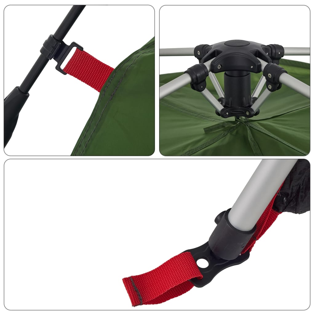 Tenda da campeggio a cupola per 4 persone, verde, sgancio rapido