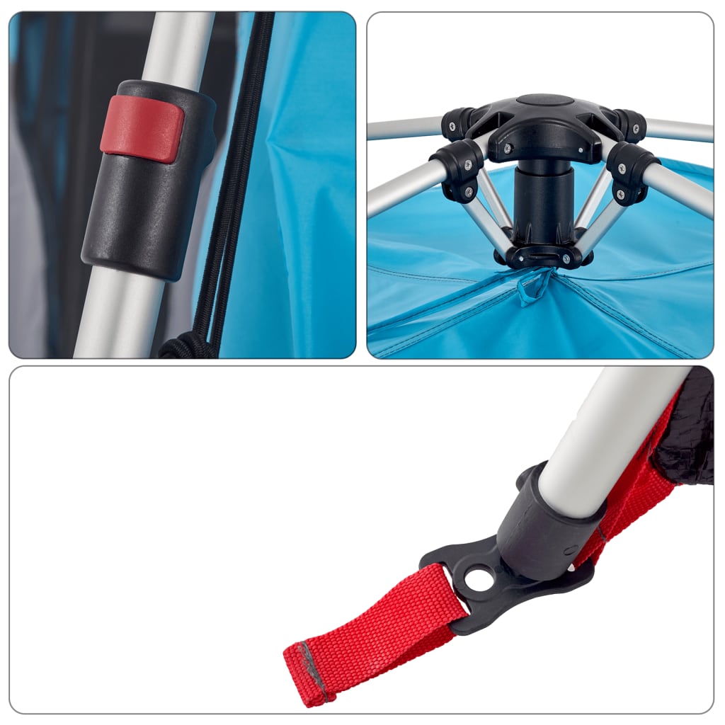 Tenda familiare a cupola per 6 persone, blu, sgancio rapido