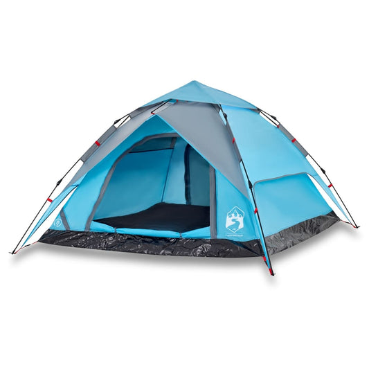 Tenda da campeggio a cupola per 4 persone, blu, sgancio rapido