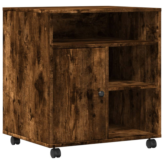 Supporto per stampante con ruote, rovere affumicato, 60x50x67 cm