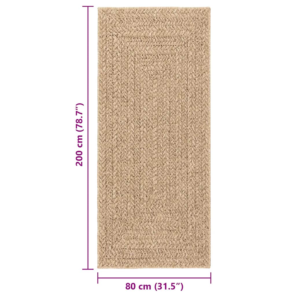 Teppich ZIZUR 80x200 cm Jute-Optik Indoor und Outdoor