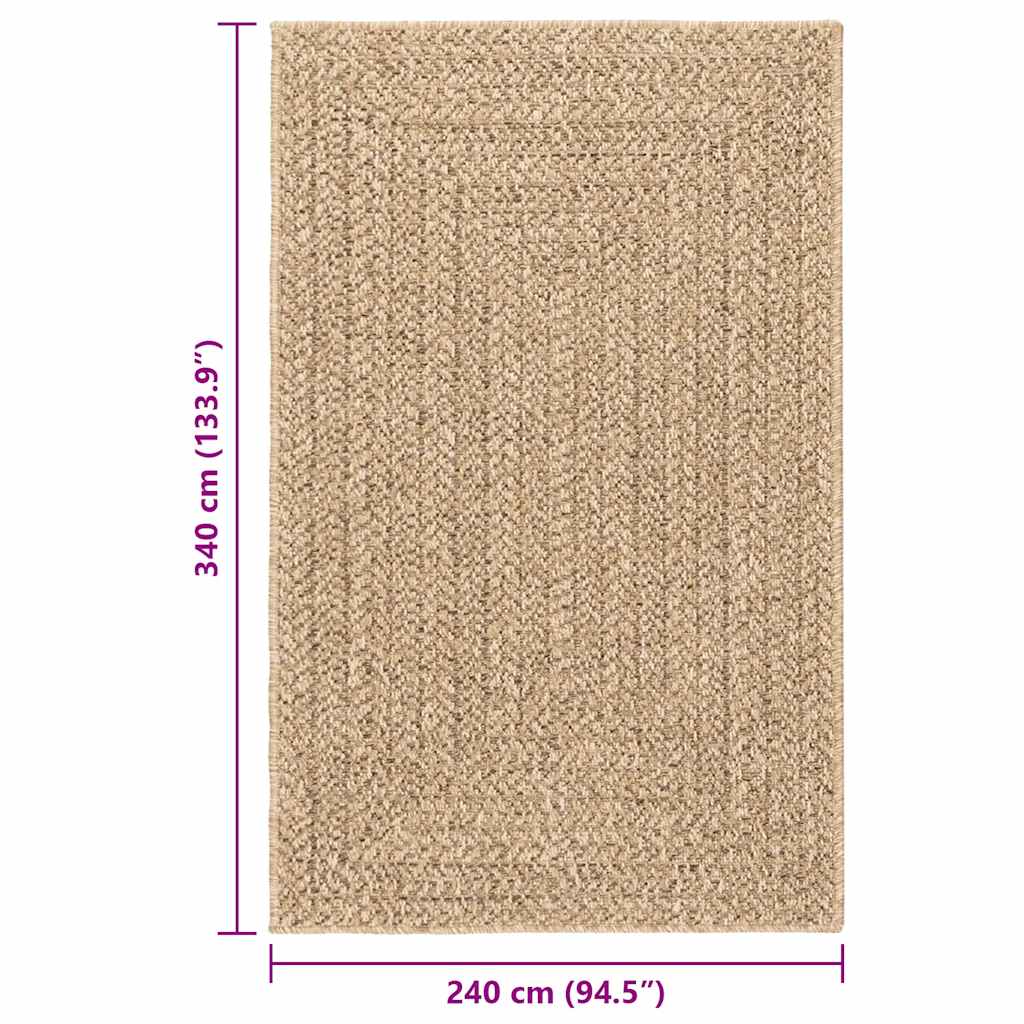 Teppich ZIZUR 240x340 cm Jute-Optik Indoor und Outdoor