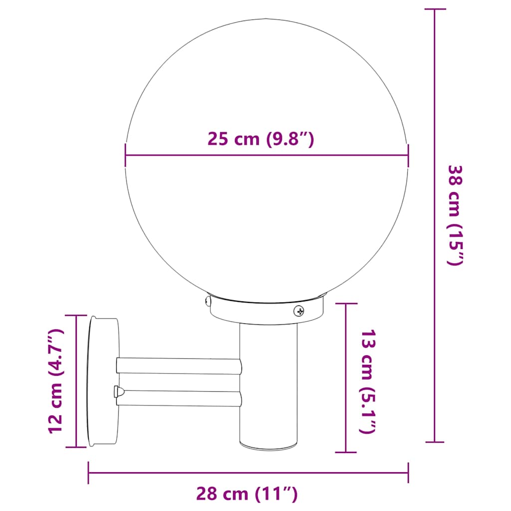 Außenwandleuchte Schwarz 28 x 25 x 38 cm Edelstahl und Plastik