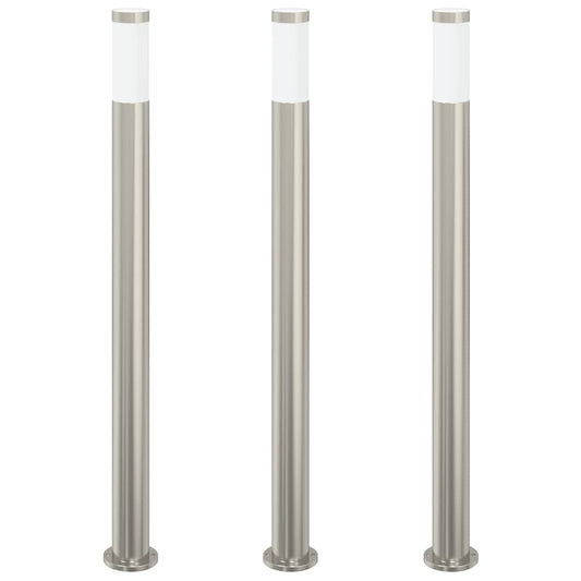 Paletto luminoso, set da 3, 110 cm, acciaio inox, IP44