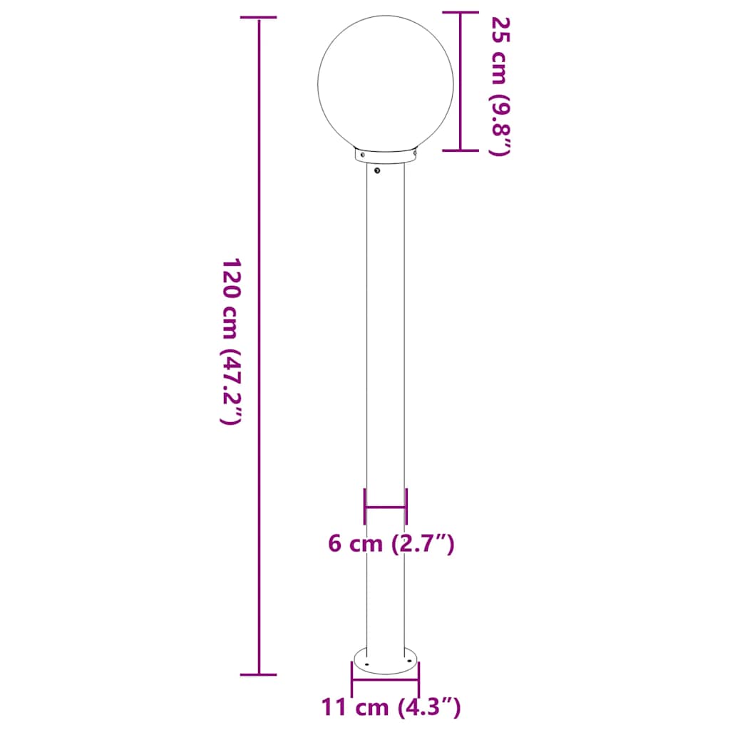 Pollerleuchte 120 cm Edelstahl IP44