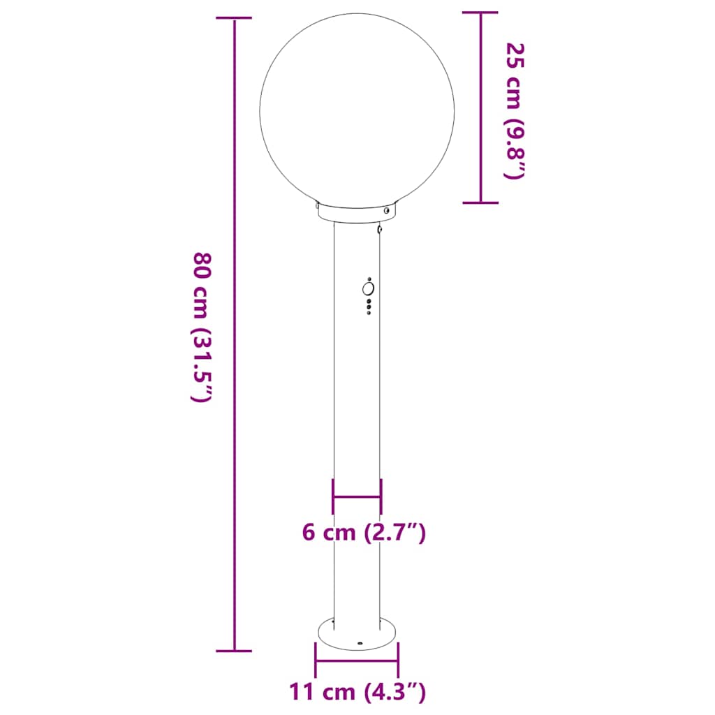 Pollerleuchten mit Sensor 3 Stk. 80 cm Edelstahl IP44