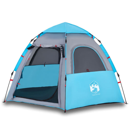 Tenda da campeggio per 4 persone, blu, sgancio rapido