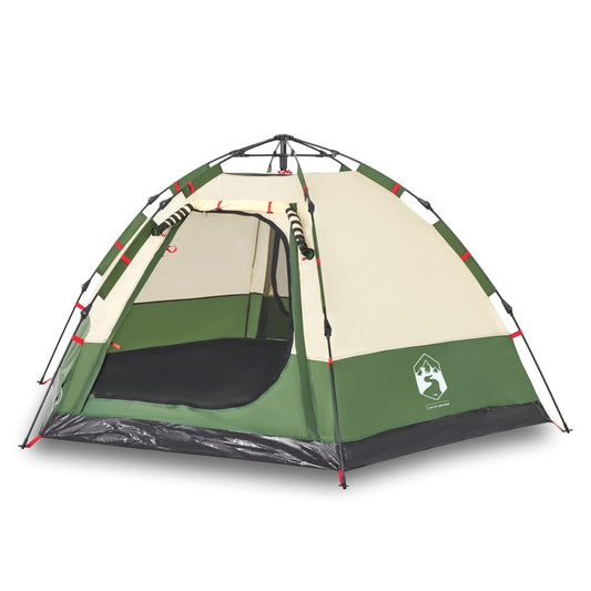 Tenda da campeggio per 4 persone, verde, sgancio rapido