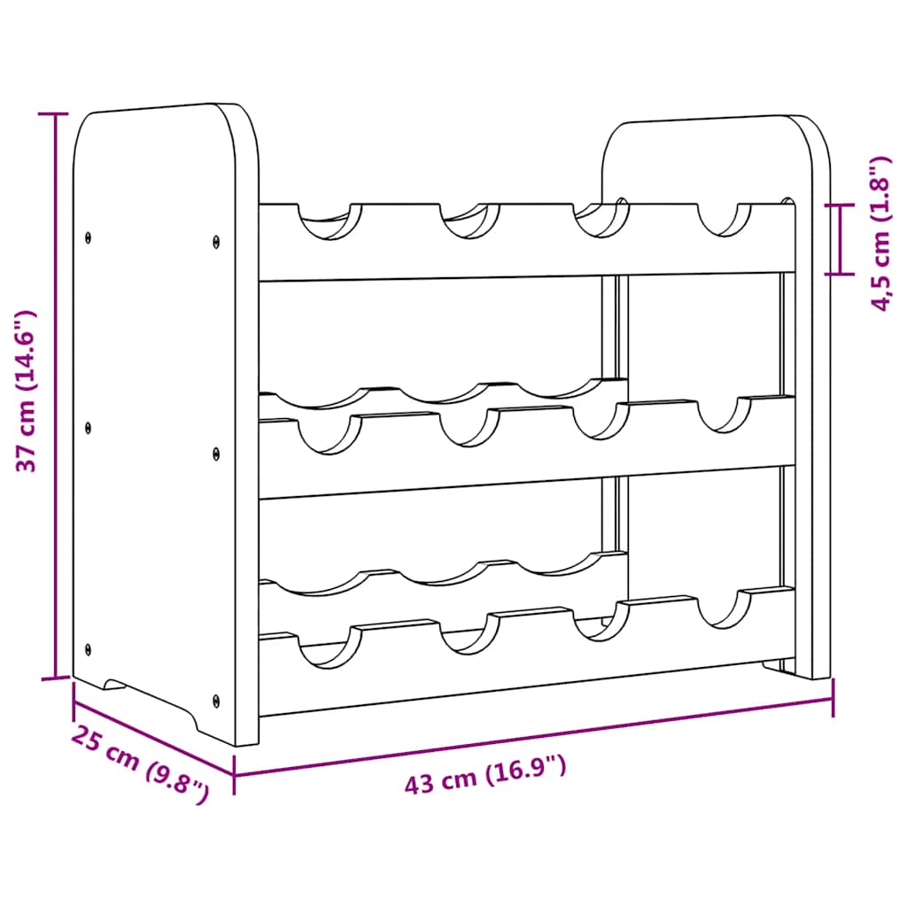 Weinregal 43x25x37 cm Massivholz Kiefer