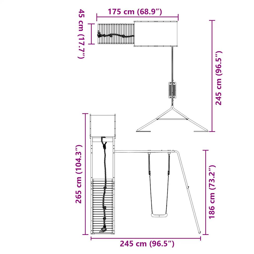 Torre da gioco in abete Douglas massiccio