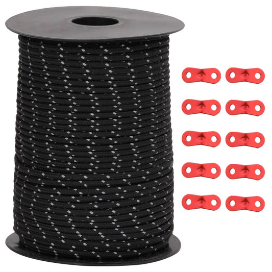 Corda riflettente per tenda con tenditori, 50 m, 3 mm