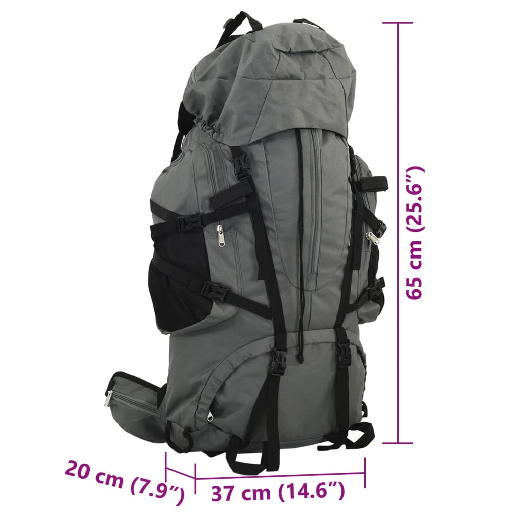 Zaino da trekking, grigio, 60 L, tessuto Oxford
