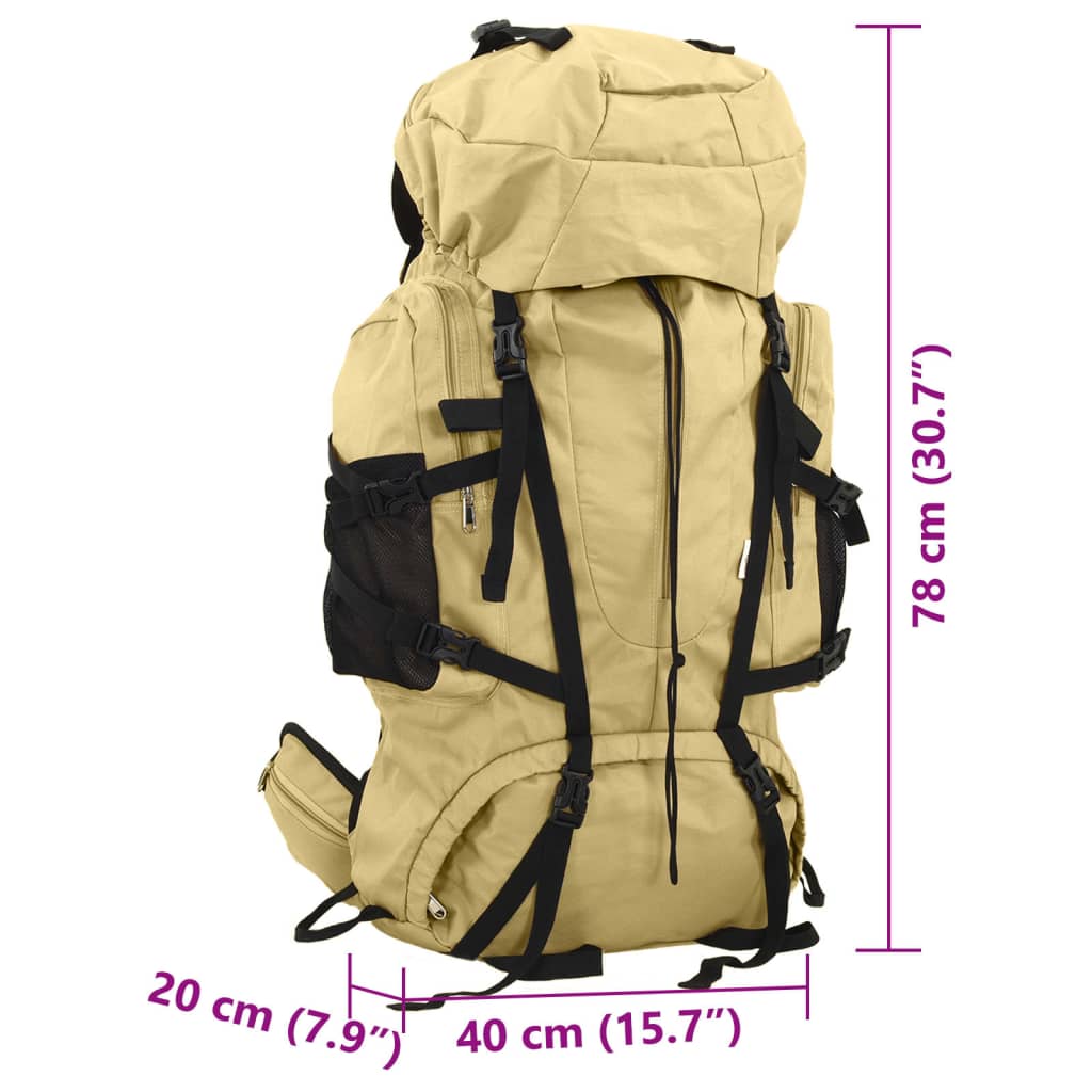 Zaino da trekking in tessuto Oxford color cachi 80 L