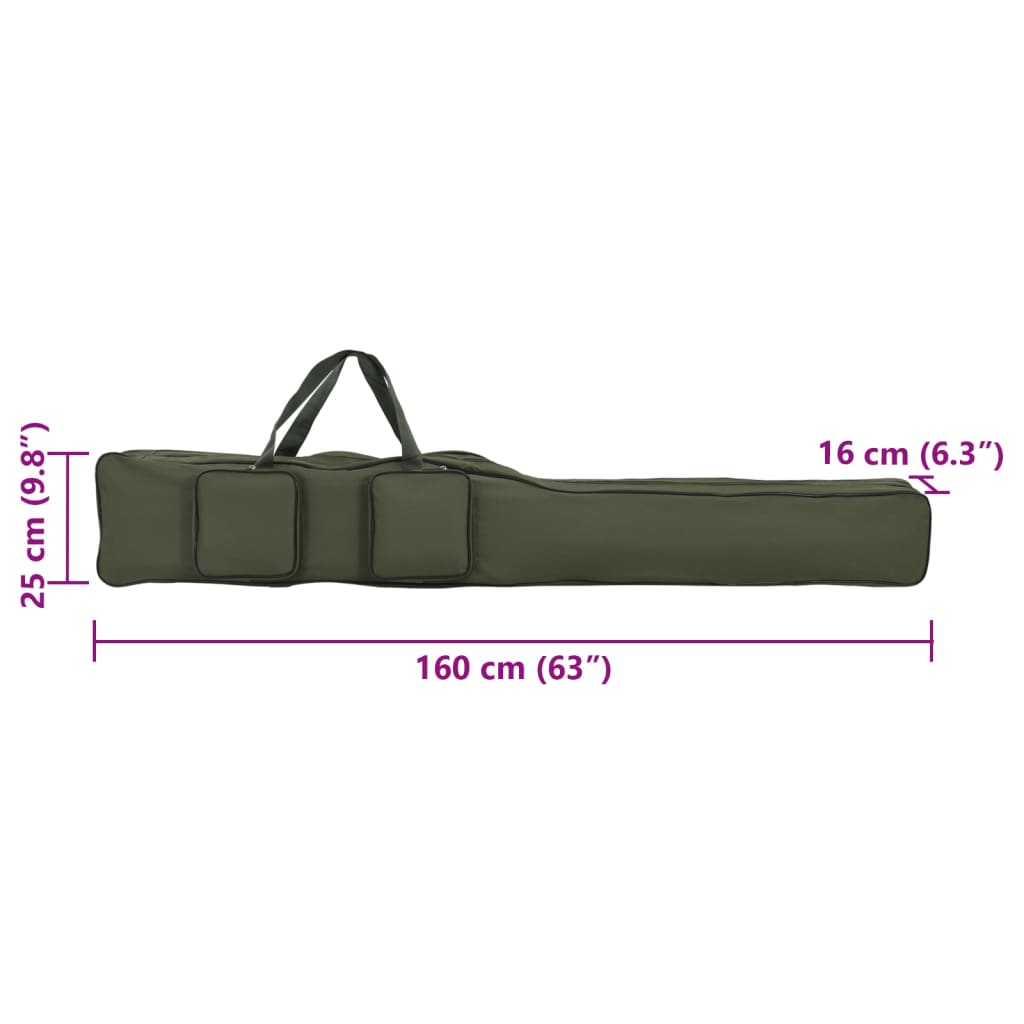 Borsa per canna da pesca, verde scuro, 160 cm, tessuto Oxford