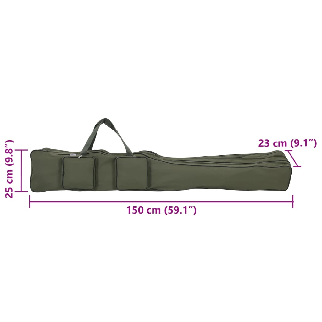 Borsa per canna da pesca, verde scuro, 150 cm, tessuto Oxford