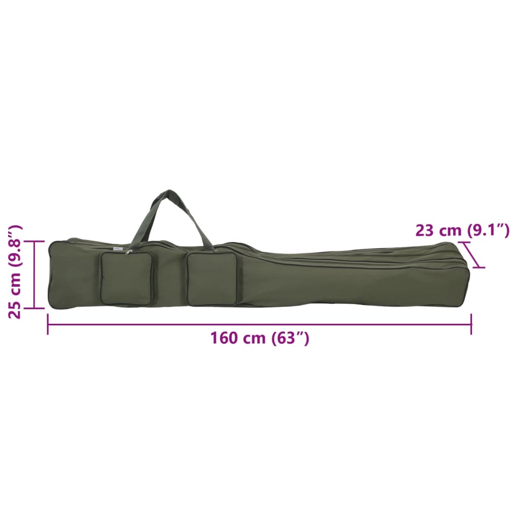 Borsa per canna da pesca, verde scuro, 160 cm, tessuto Oxford