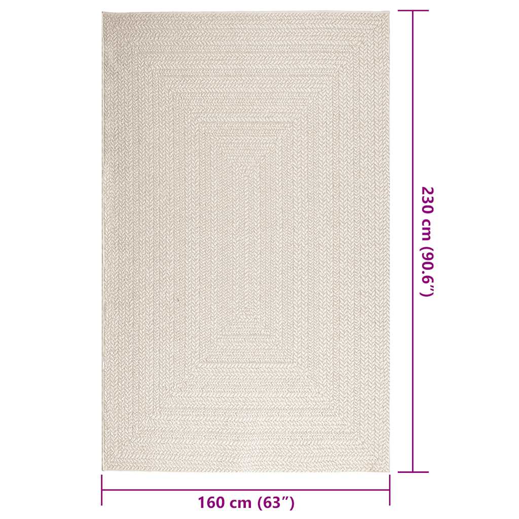 Tappeto ZIZUR, crema, 160x230 cm, effetto juta, per uso interno ed esterno