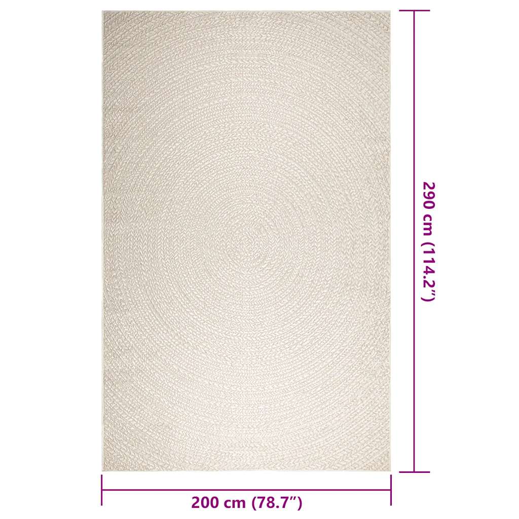 Tappeto ZIZUR, crema, 200x290 cm, effetto juta, per uso interno ed esterno