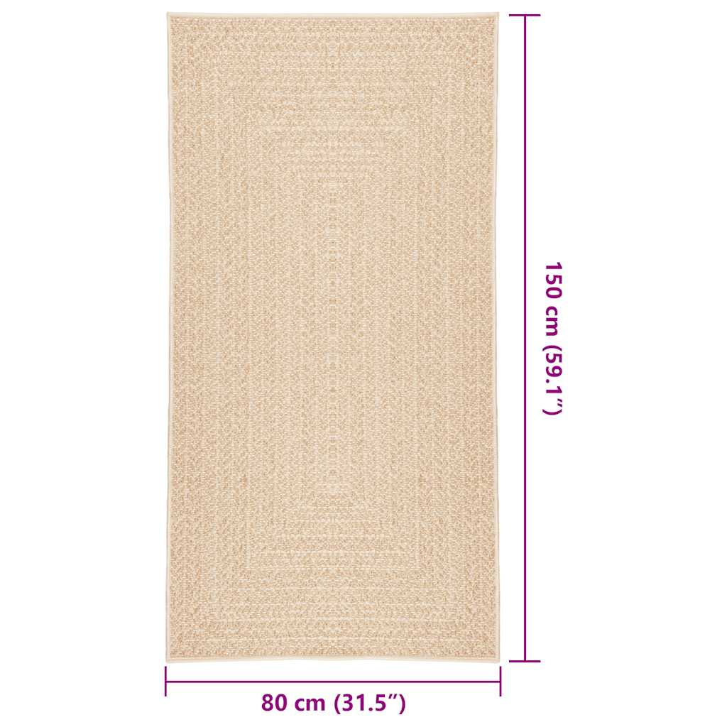 Tappeto ZIZUR Beige 80x150 cm Effetto Juta per Interni ed Esterni