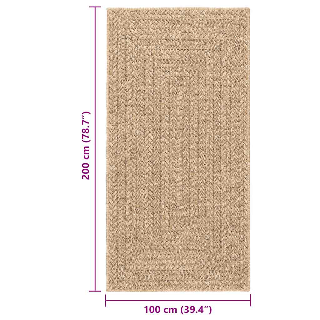 Tappeto ZIZUR Beige 80x250 cm Effetto Juta per Interni ed Esterni