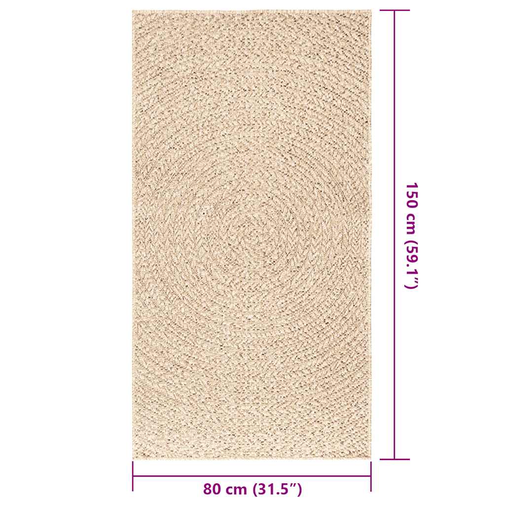 Tappeto ZIZUR Beige 80x150 cm Effetto Juta per Interni ed Esterni