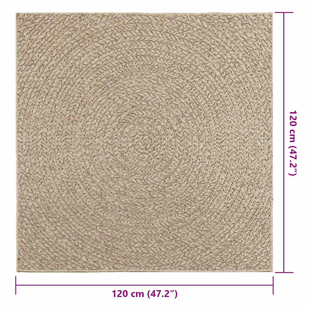 Tappeto ZIZUR Beige 120x120 cm Effetto Juta per Interni ed Esterni