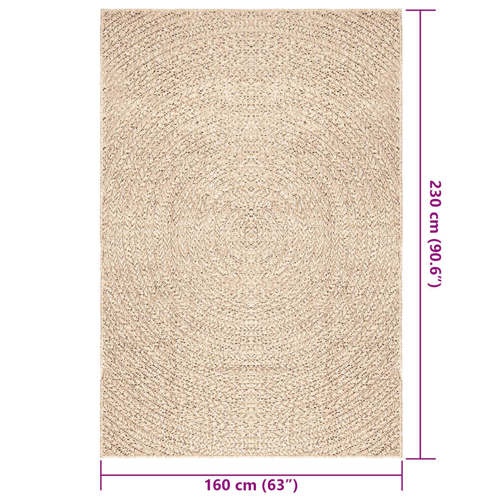 Tappeto ZIZUR Beige 160x230 cm Effetto Juta per Interni ed Esterni