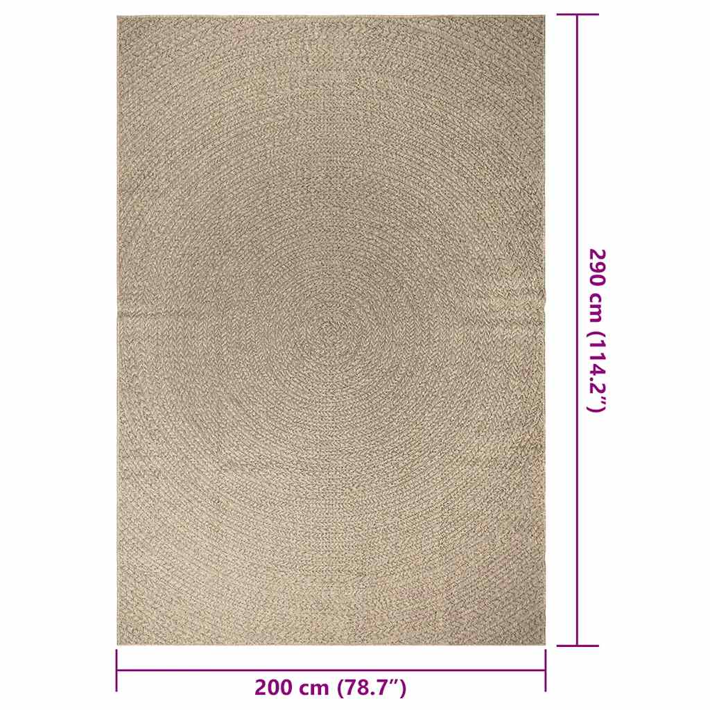 Tappeto ZIZUR Beige 200x290 cm Effetto Juta per Interni ed Esterni