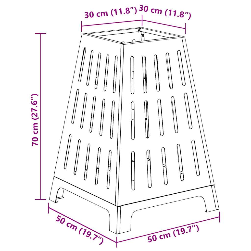 Caminetto Nero 50 x 50 x 70 cm Acciaio laminato a freddo