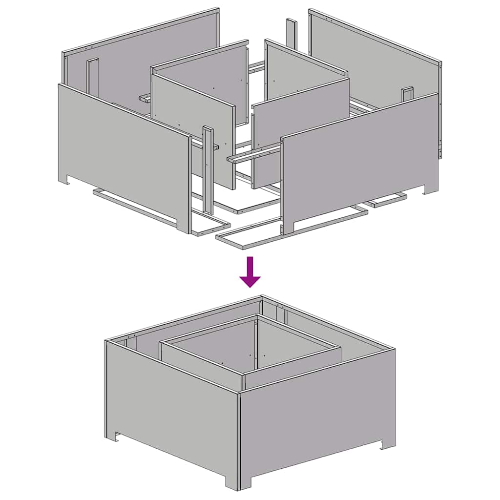 Braciere Braun 80 x 80 x 40 cm in acciaio resistente alle intemperie