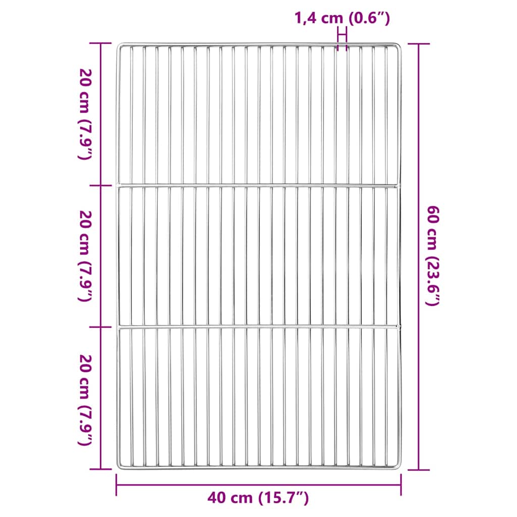 Grillrost Silber 60 x 40 cm Edelstahl