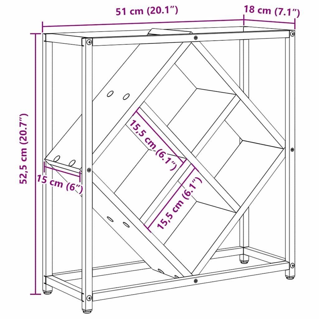Weinregal Graues Sonoma 51 x 18 x 52,5 cm Holzwerkstoff