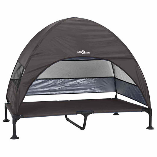 Hochgelegtes Hundebett Braun 127 x 81 x 108 cm Stoff und Stahl