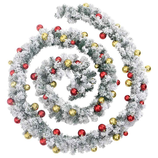 Ghirlanda natalizia con palline e luci LED, verde, 20 m PVC