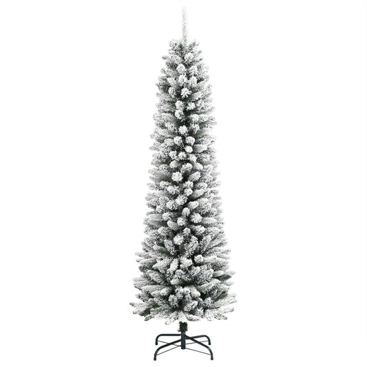 Künstlicher Weihnachtsbaum Schlank mit Schnee 180 cm PVC & PE