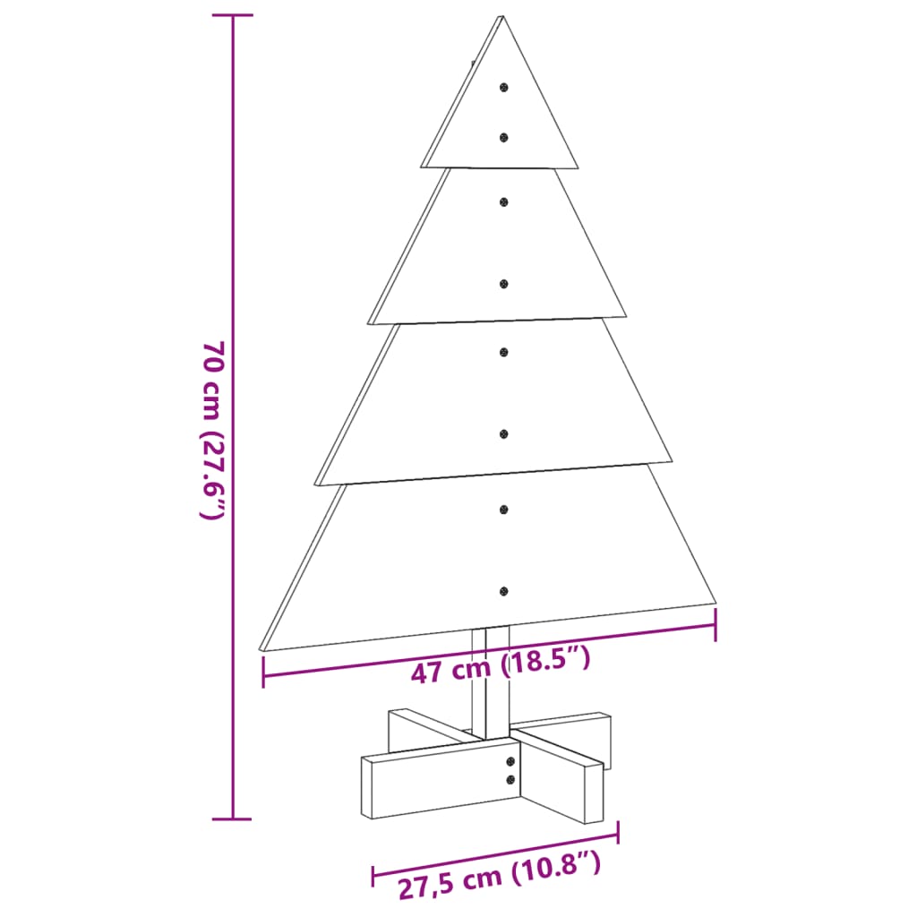 Albero di Natale in legno per decorazione, 70 cm, legno massello