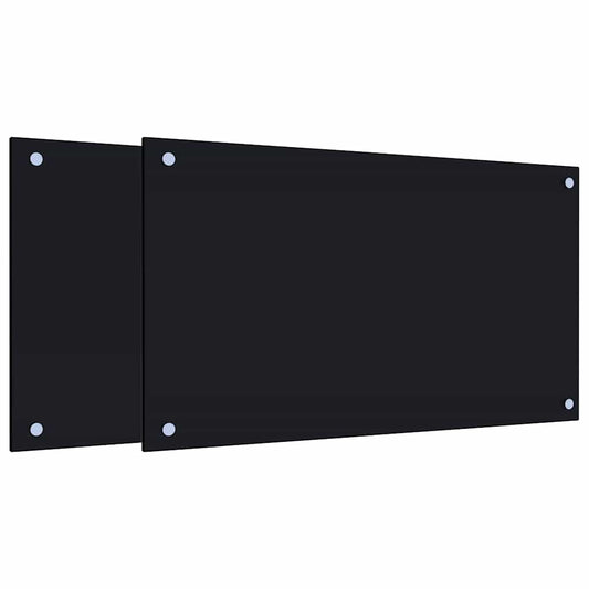 Küchenrückwände 2 Stk. Schwarz 70x40 cm Hartglas