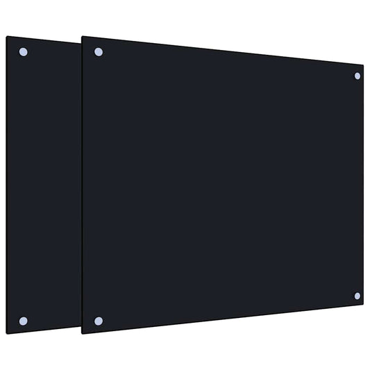 Küchenrückwände 2 Stk. Schwarz 70x60 cm Hartglas
