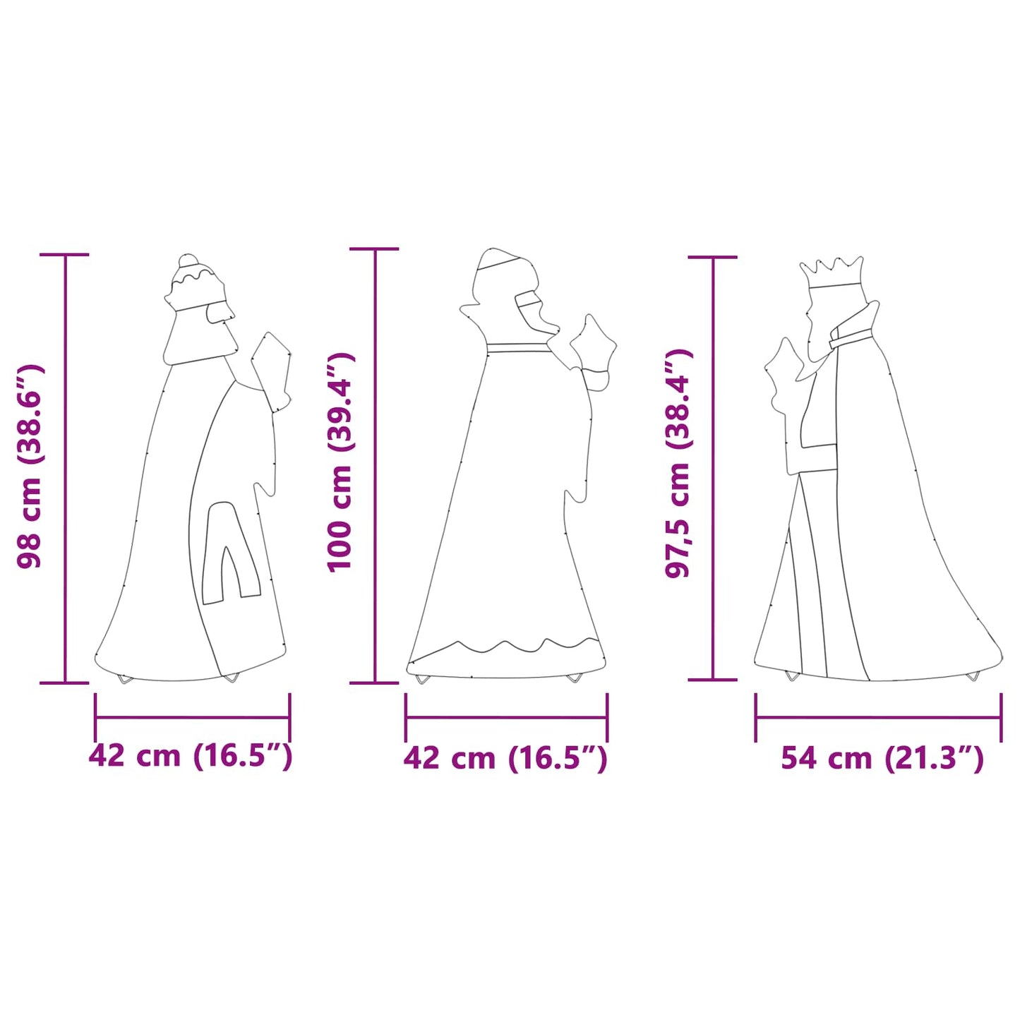 Weihnachtsbeleuchtung 3 pcs Warmes Weiß 105 cm Stoff