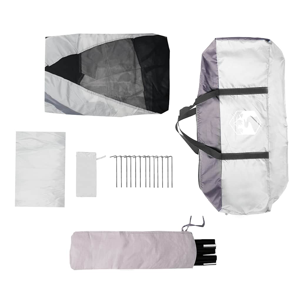 Poolzelt mit abnehmbarem Überzelt Netzwänden Grau 618x532cm