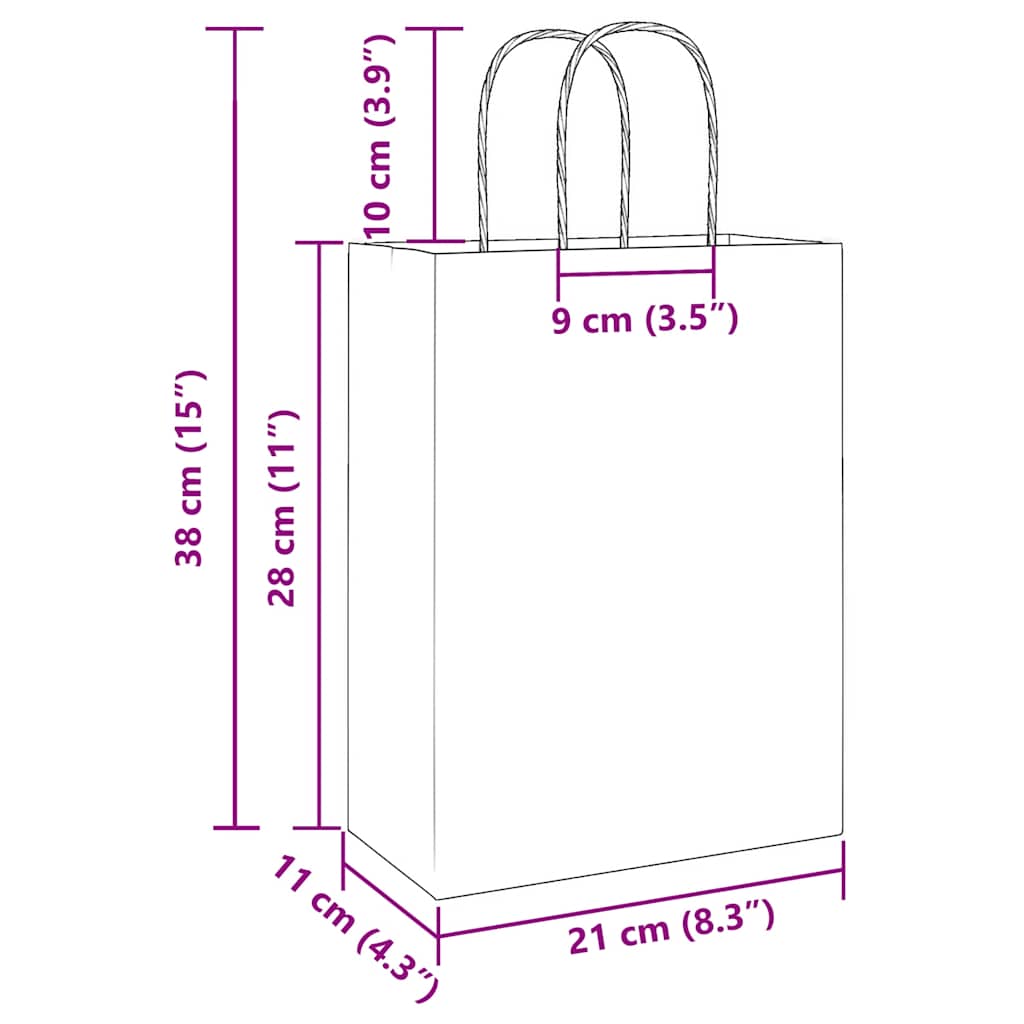Papiertragetaschen 50 Stk. mit Henkeln Rosa 21x11x28 cm