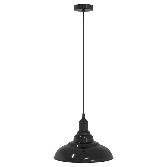 Lampada a sospensione, regolabile in altezza, E27, nero lucido, Ø 31 cm