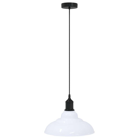 Lampada a sospensione, regolabile in altezza, E27, bianco lucido, Ø 31 cm, metallo