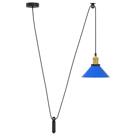 Lampada a sospensione, altezza regolabile, E27, blu scuro, lucido, Ø 22 cm