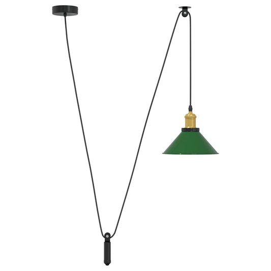 Lampada a sospensione, altezza regolabile, E27, verde lucido, Ø 22 cm, metallo