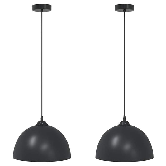 Lampadari a sospensione, 2 pezzi, altezza regolabile, E27, nero, Ø30cm, metallo