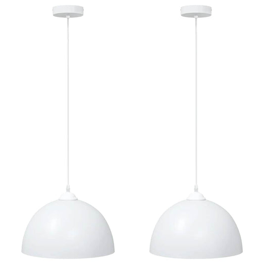 Lampadari a sospensione, 2 pezzi, altezza regolabile, E27, bianco, Ø 30 cm, metallo